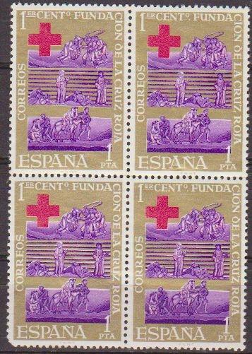 z vendido España 1963 1534 Sello * B4 Centenario Cruz Roja Internacional c/trazas oxido Timbre Espagne Spain Spagna Espana